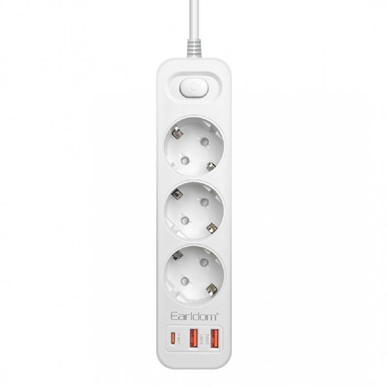 Earldom Earldom ES-SC13 3 Prises + 2 USB + 1 USB-C