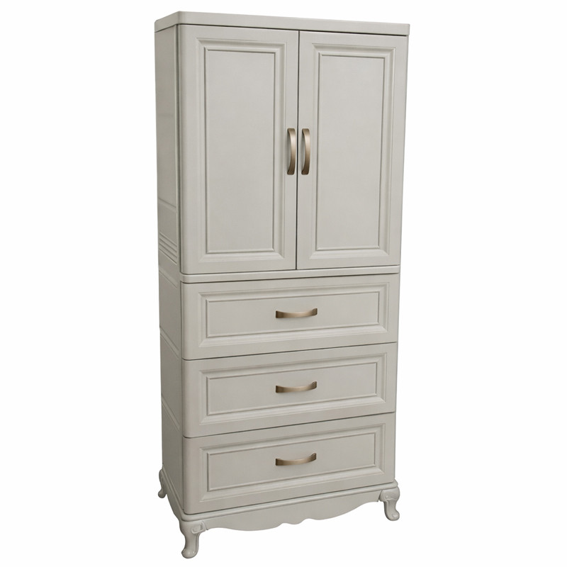 Armoire En Plastique CLEOPATRE 2 Portes + 3 casiers Grège