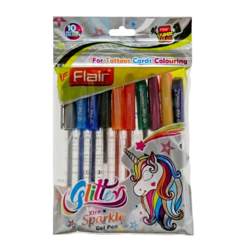 Flair de 10 Stylos Flair Gel Glitter Extra Assorties