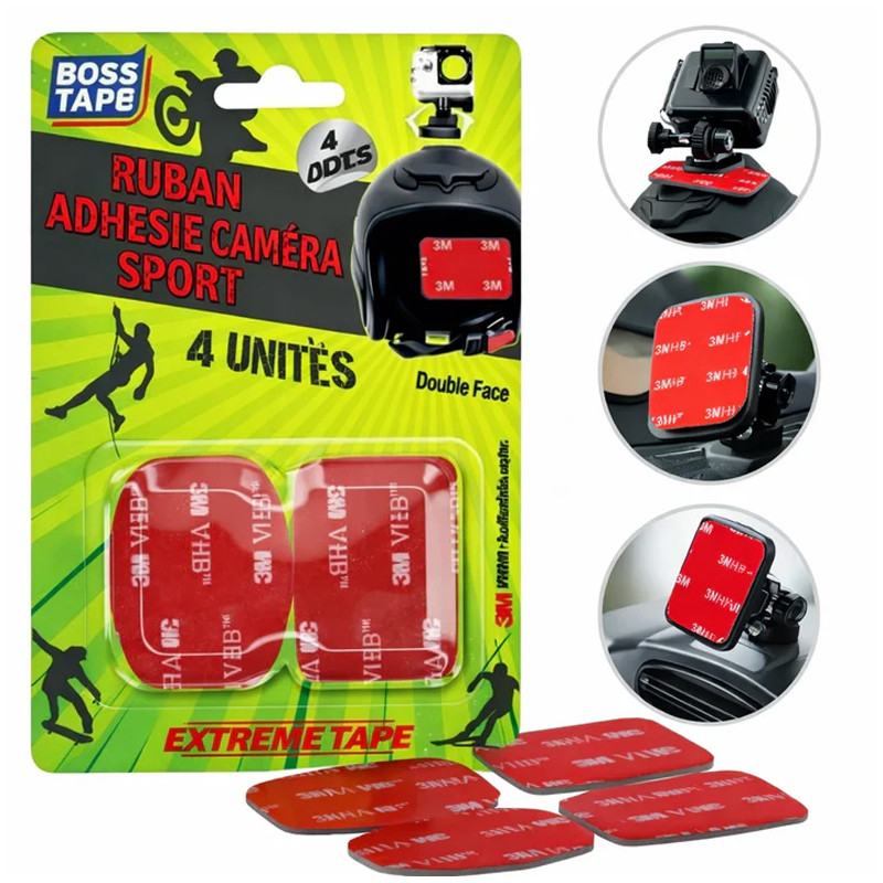 Boss Tape 4 Pieces Adhesif Tape Pour Camera D'action 45X35mm