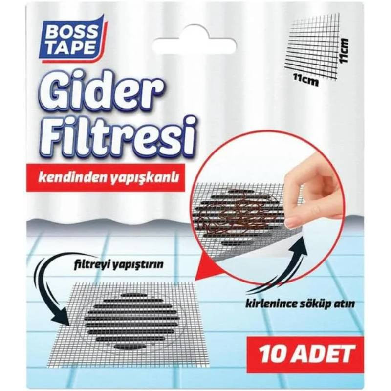 Boss Tape Filtre de Canalisation Tape Autoadhésif 10 Pièces 110 x 110 mm