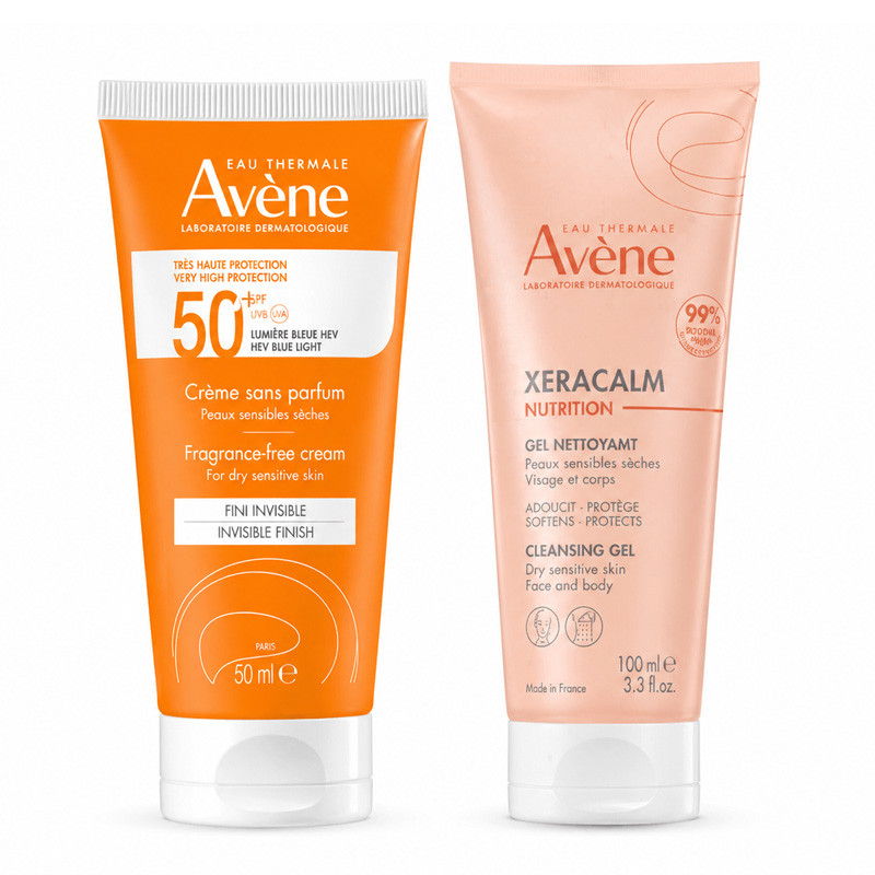 Avène Crème Solaire SPF50+ + Gel Nettoyant Xeracalm 100ml