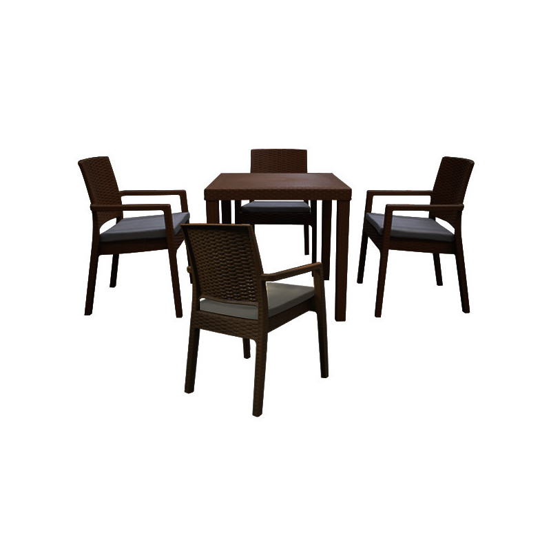 Salon de Jardin BOHEME Wengue 4 Chaise