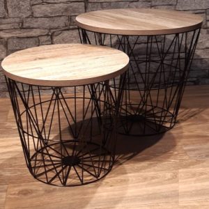 Ensemble 2 tables basses moderne Panier Métal