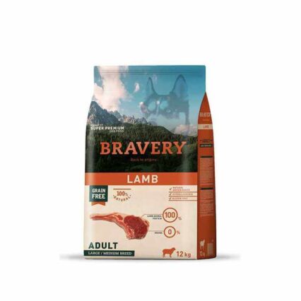 BRAVERY LARGE MEDIUM SANS CEREALES CHIEN ADULTE A L’AGNEAU 4Kg