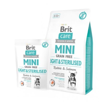 Brit Care Mini Light & Sterilised Lapin Saumon Croquettes Sans Céréales pour Chien Stérilisé