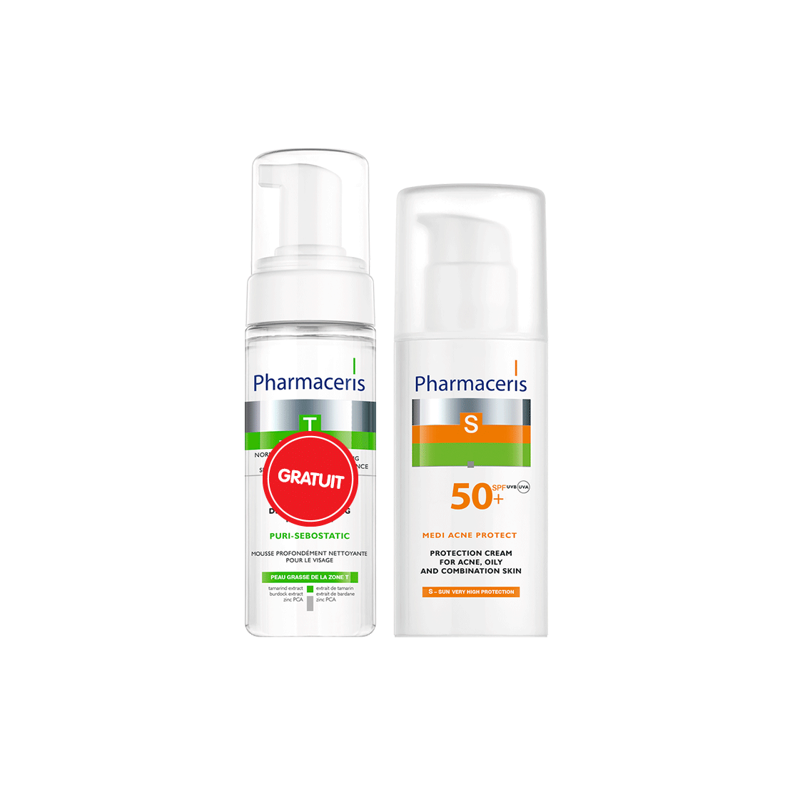 Pharmaceris PACK S ECRAN SUN PEAUX A IMPERFECTIONS+T MOUSSE NETTOYANTE
