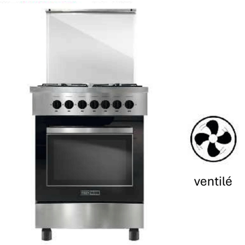 CUISINIERE A GAZ MAXWELL Napoli 60*60 INOX FOUR ELECTRIQUE VENTILE