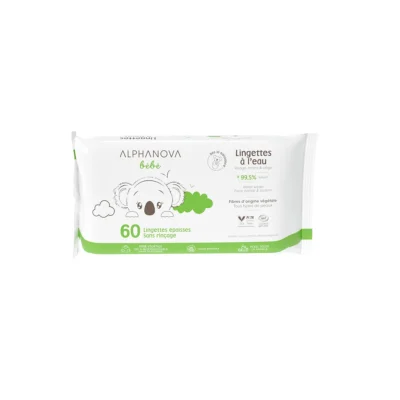 Alphanova Lingettes à l’eau Sans parfum Bébé 60 unités