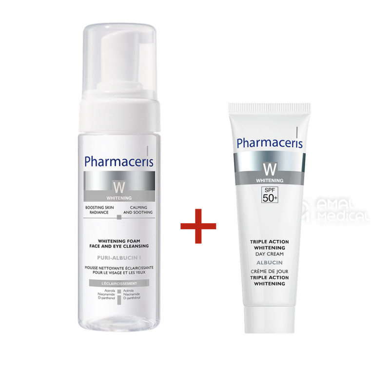 Pharmaceris Crème De Jour Albucin Triple Action Spf50+ + Mousse Nettoyante Albucin