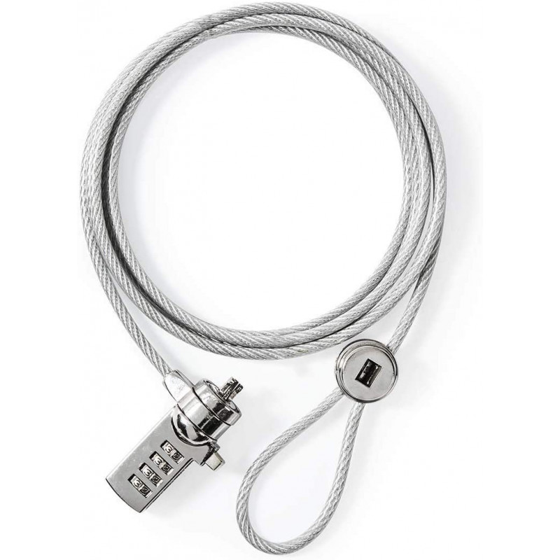 Serrure Nedis pour ordinateur portable Chiffre 1,8 m argent