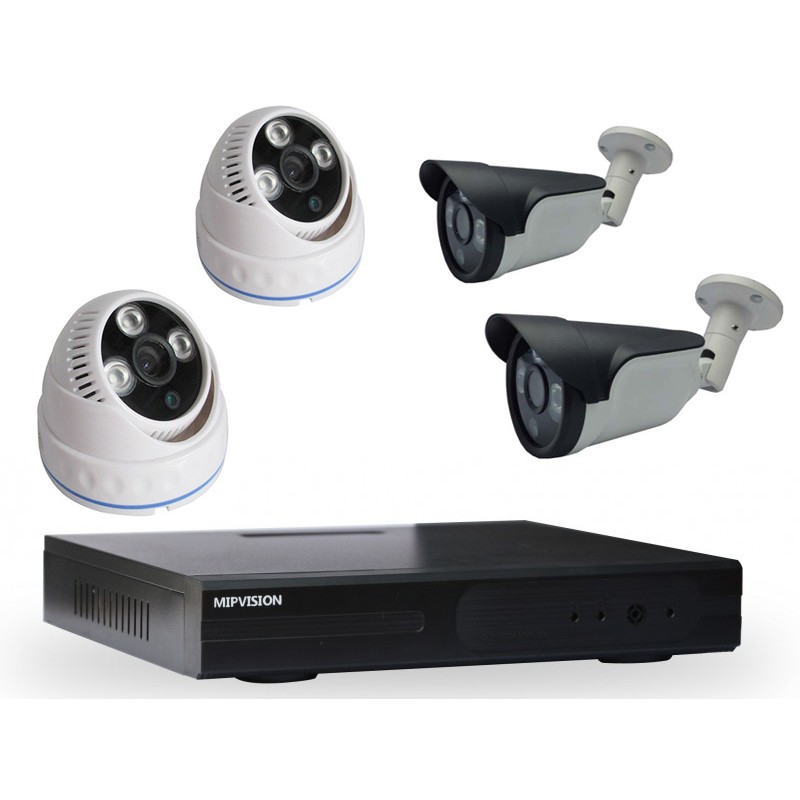 DVR AHD 4 canaux + 2 Caméras MIPVISION Internes 5MP + 2 Caméras Externes 5MP