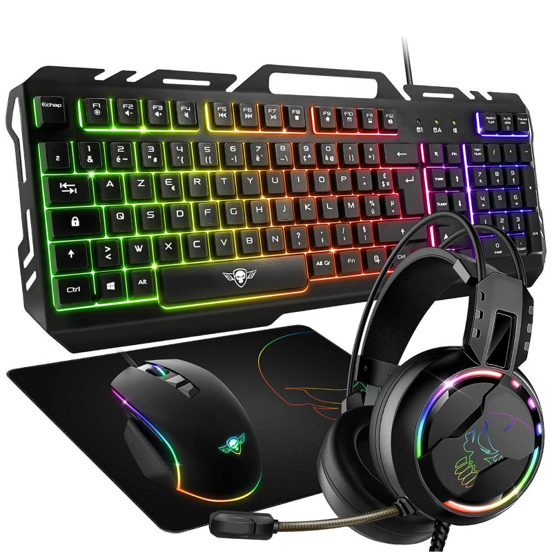 Gaming Spirit Of Gamer 4en1 Clavier Casque Souris Tapis