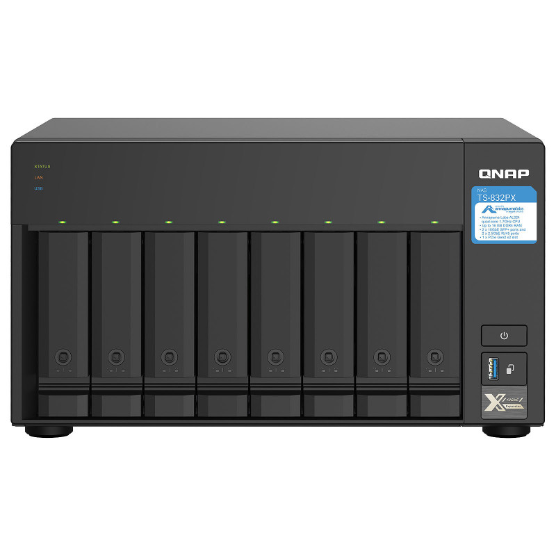 Serveur NAS professionnel 8 Baies QNAP TS-832PX Sans Disque