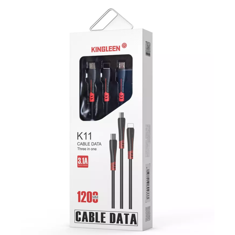 KINGLEEN 3en1 USB vers Micro USB Type C Lightning