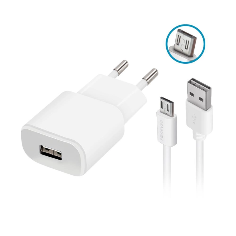 Chargeur Forever TC-01 1x USB 2A + cable microUSB