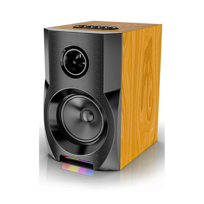 Haut-parleur Super grande Mega Extra RGB JQS-401 BT karaoké 18W Marron