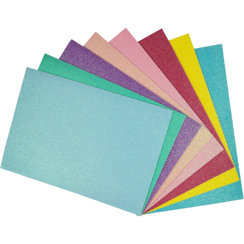 Papiers mousse pailletée autocollante multicolore brillante A4