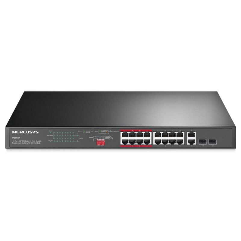 Mercusys Switch Rackable 16 Ports 10 100Mbps PoE+
