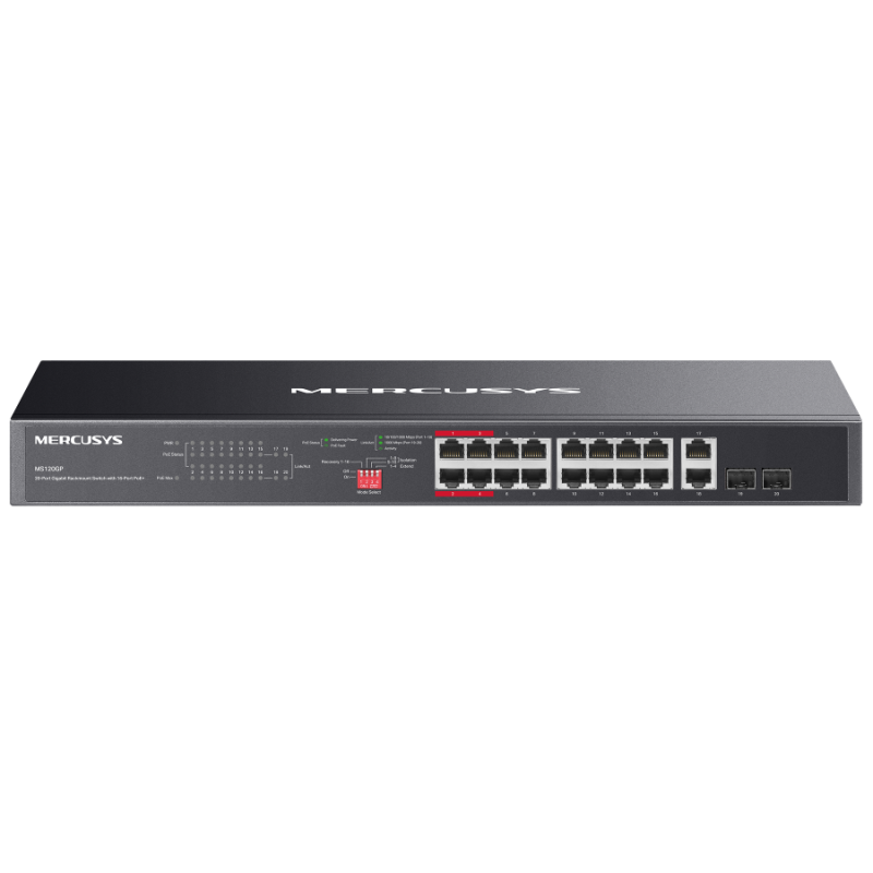 Mercusys Switch Rackable 16 Ports Giga PoE+