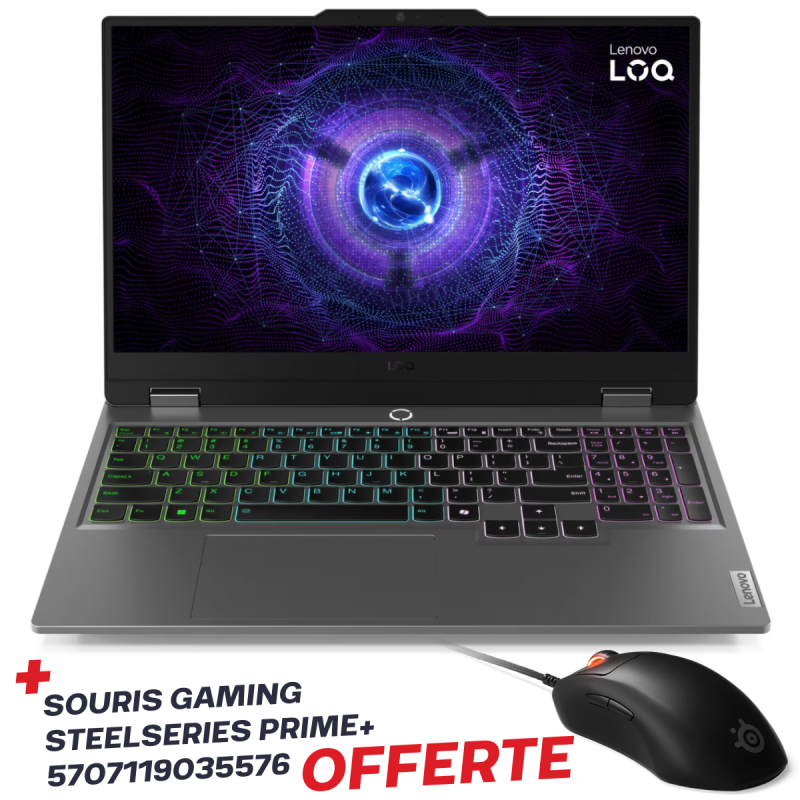 SteelSeries Gaming Lenovo LOQ 15IRX9 i7-13650HX RTX 3050 6G 16 Go DDR SSD Windows 11